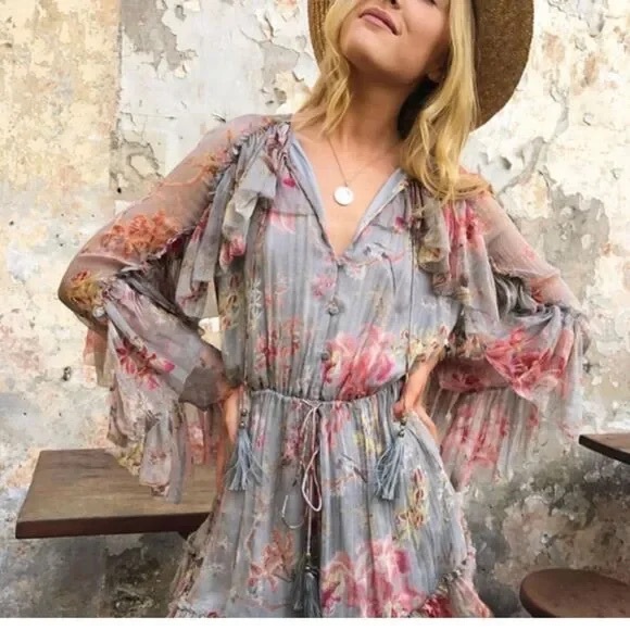 Floral Sheer Ruffle Romper